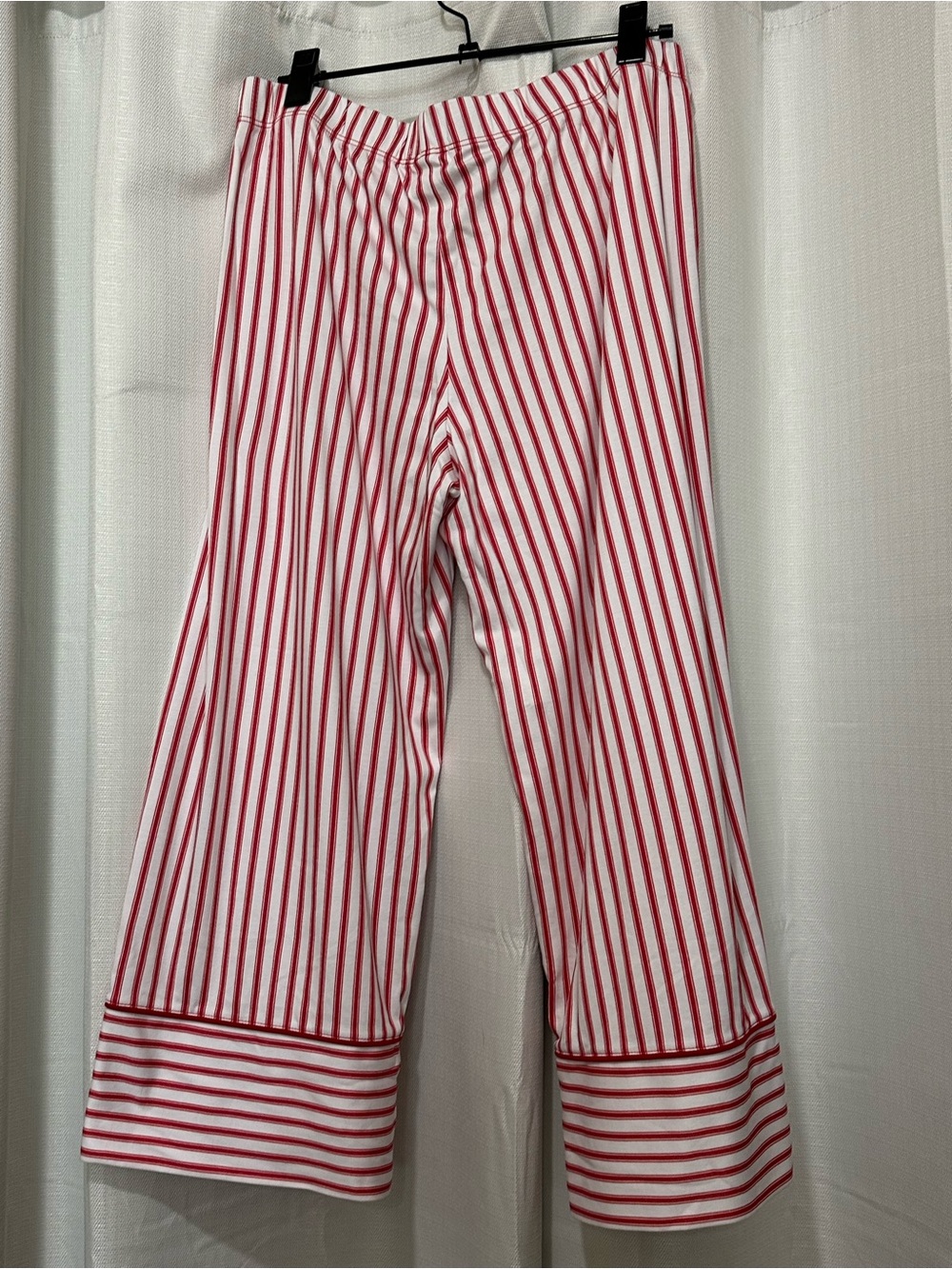 Striped Red & White Wide-Leg Knit Pants - Picture 2 of 2